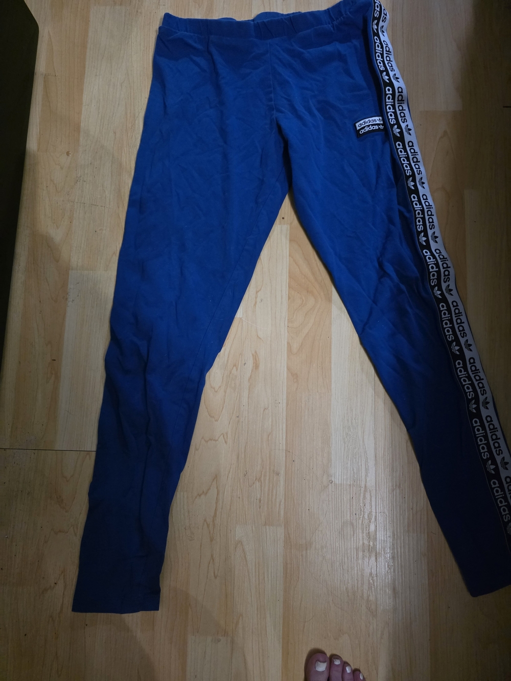 adidas Royal Blue Womans Leggings with Logo Stripe